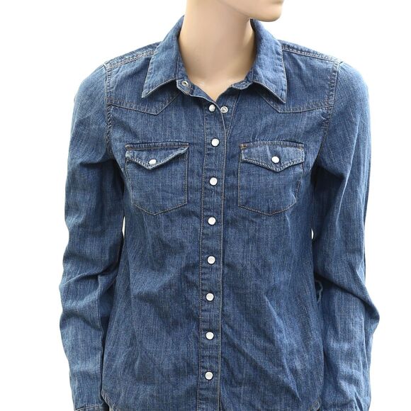 BDG Urban Outfitters Ariella Denim Western Shirt Cotton Top Long Sleeve S 275855 - Picture 6 of 9